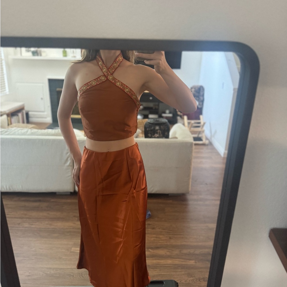 Rust Orange Halter Top decorative